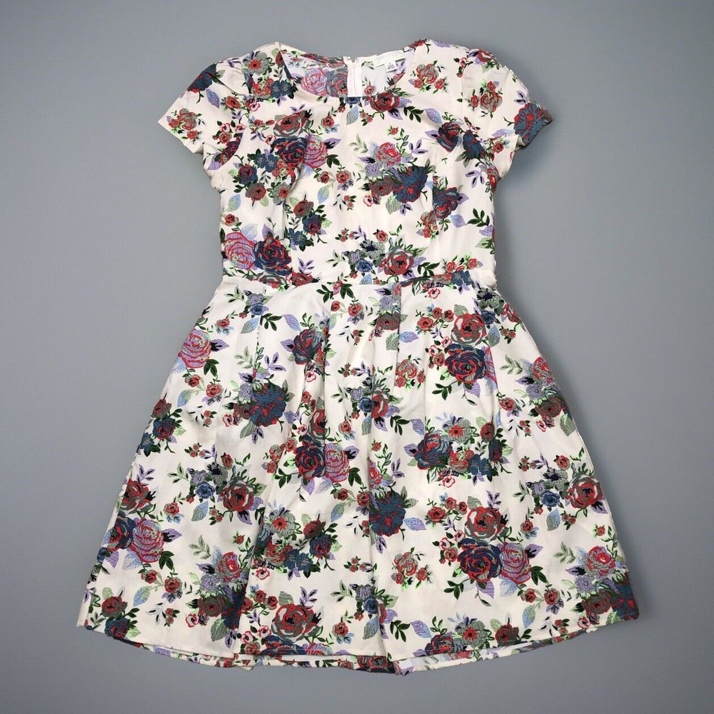 Forever 21 + Plus Floral Dress 1X Floral Print Fit & Flare Roses Cream Prairie